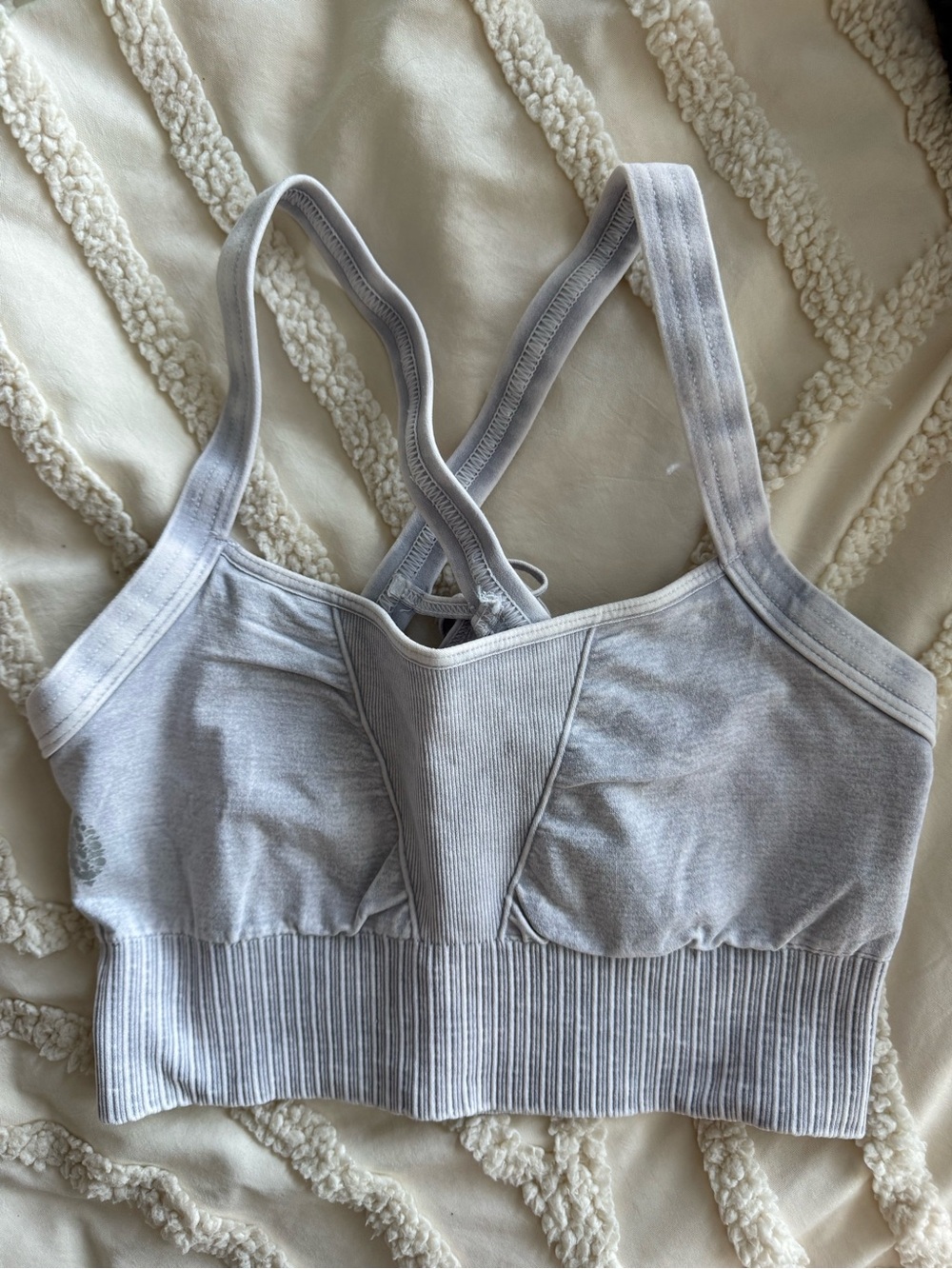 Free People Light Gray Ribbed Seamless Sports Bra